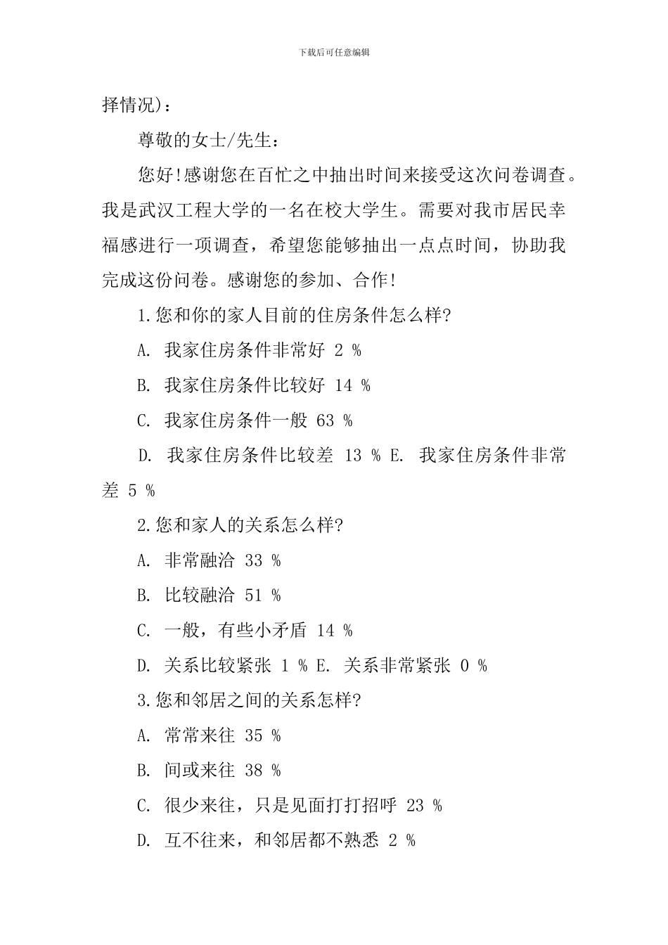 居民幸福感现状问卷调查_第2页