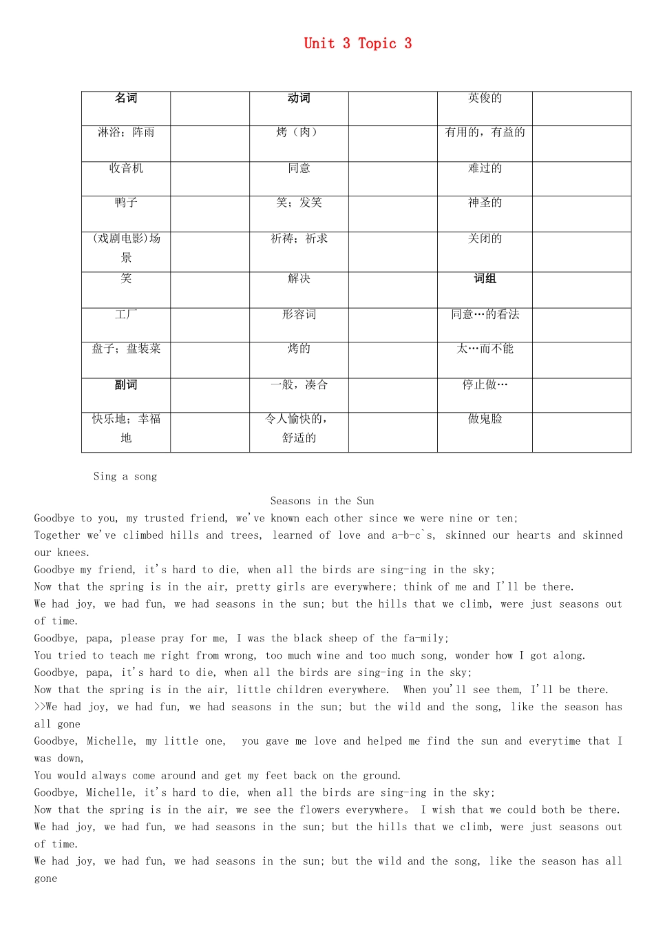 八年级英语上册 Unit3T3教案 仁爱版_第1页