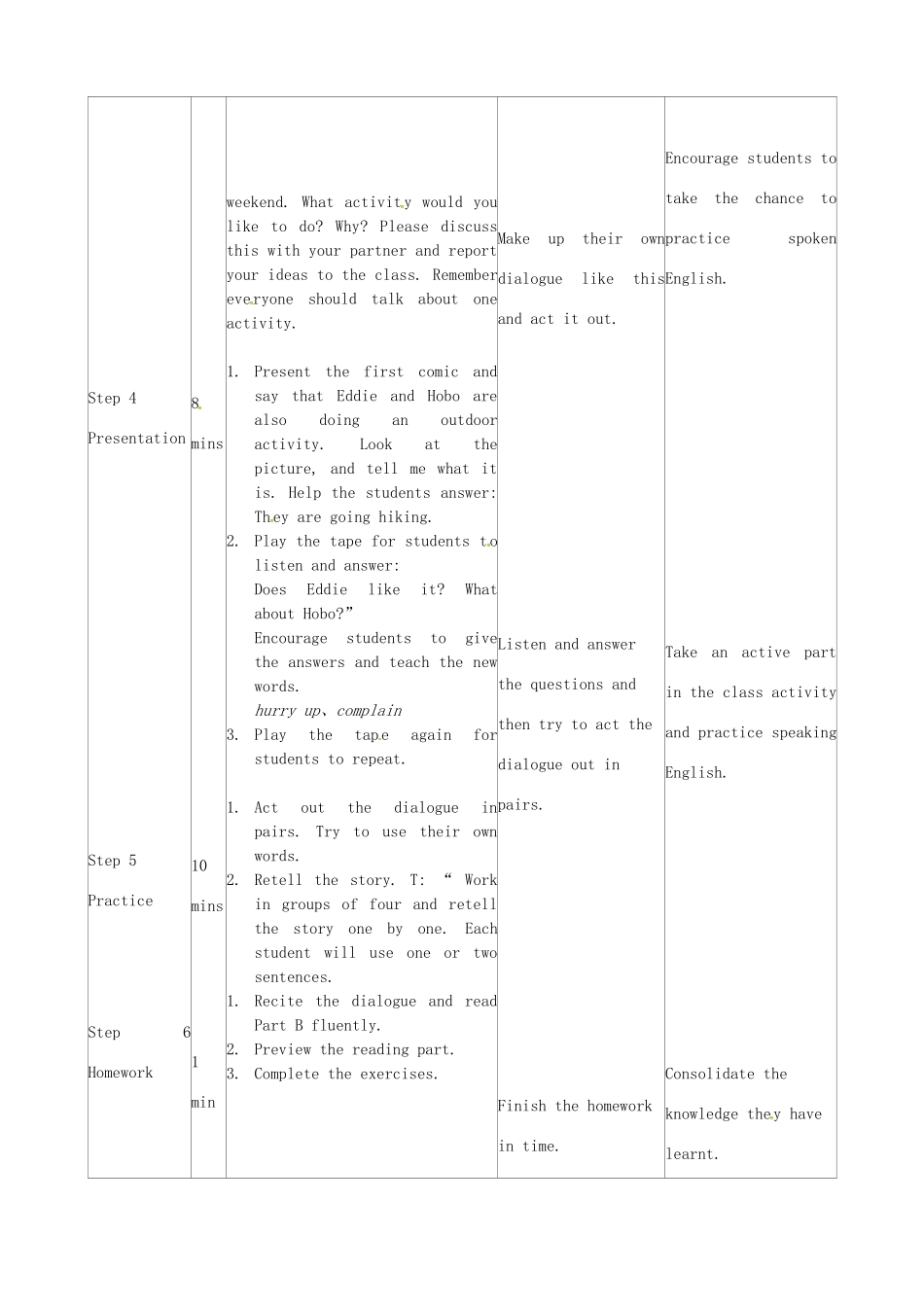 七年级英语下册 Unit 6《Outdoor fun》Comic strip  Welcome to the unit教案 （新版）牛津版-（新版）牛津版初中七年级下册英语教案_第3页