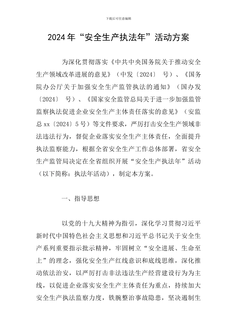 2024年“安全生产执法年”活动方案_第1页