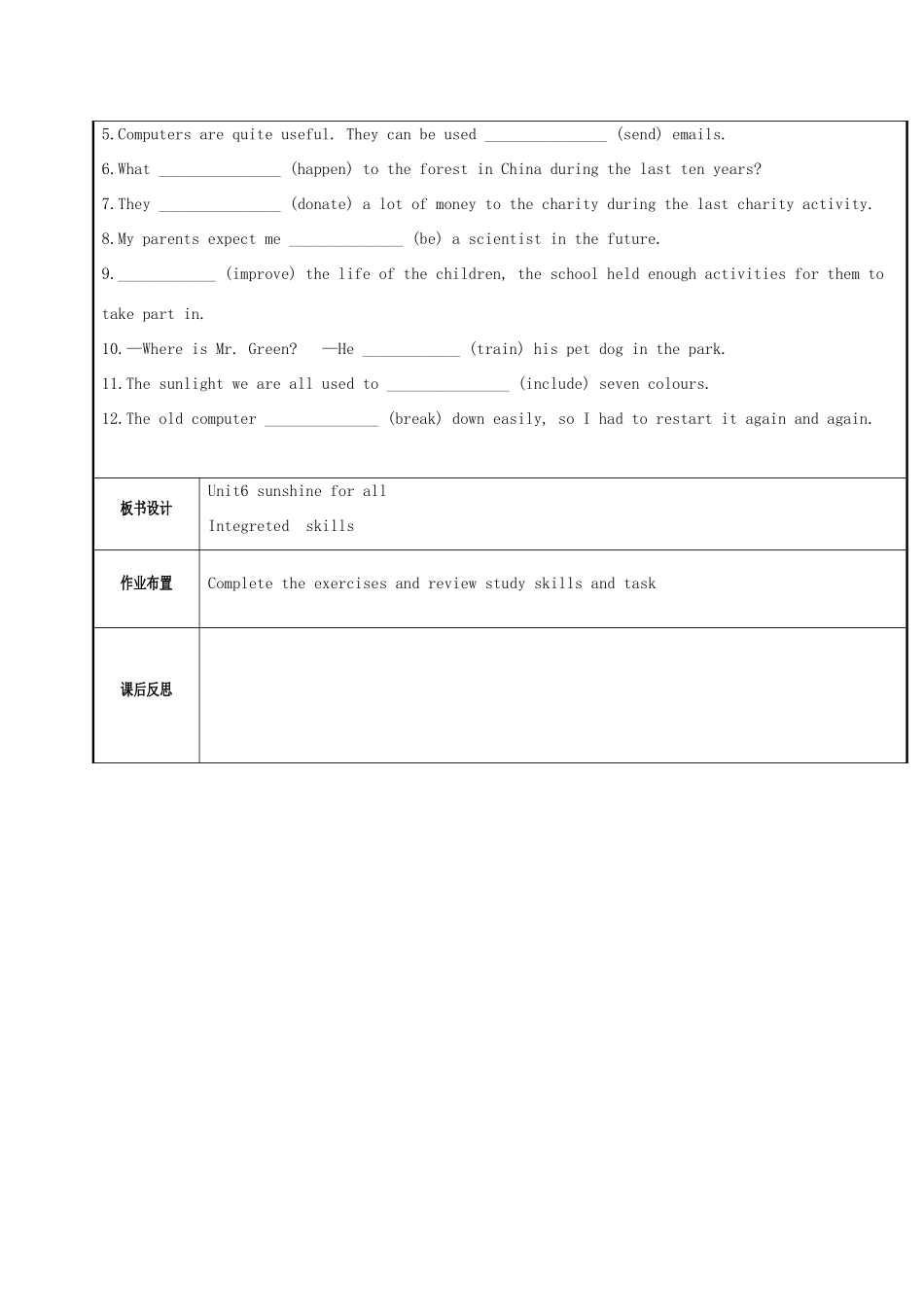 八年级英语下册 Unit 6 Sunshine for all integrated教案 （新版）牛津版-（新版）牛津版初中八年级下册英语教案_第3页