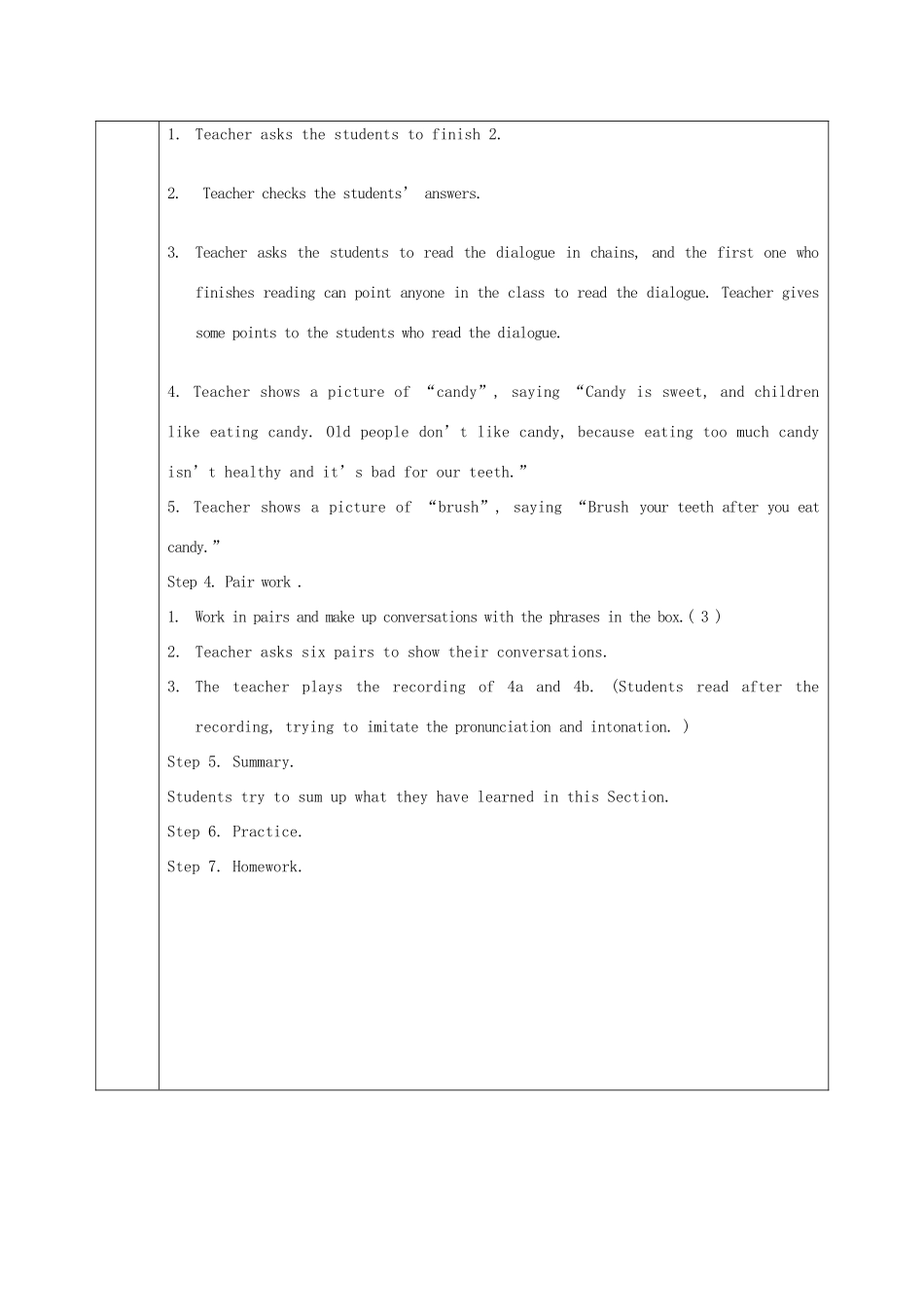 八年级英语上册 Unit 2 Keeping Healthy Topic 1 You should brush your teeth twice a day Section B教学设计 （新版）仁爱版-（新版）仁爱版初中八年级上册英语教案_第3页