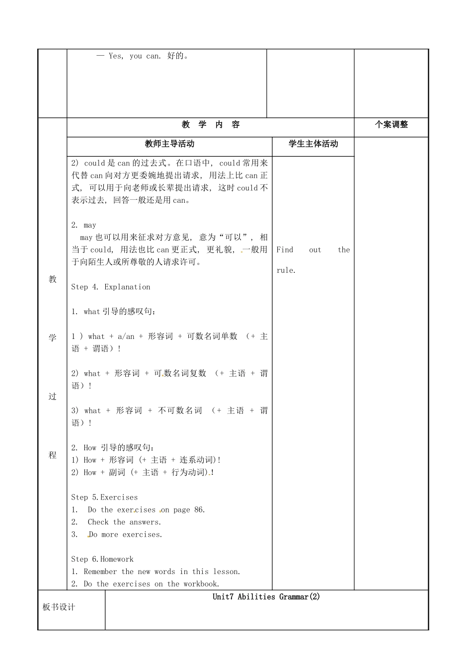 七年级英语下册 Unit 7 Abilities Grammar 2教案 （新版）牛津版-（新版）牛津版初中七年级下册英语教案_第2页