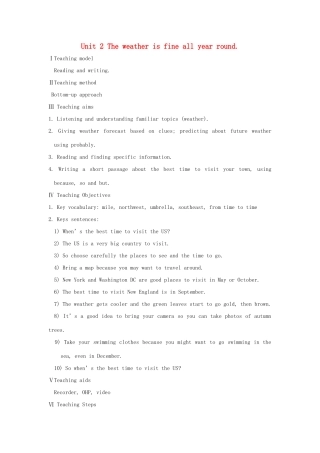 八年级英语上册 Module 10 The weather Unit 2 The weather is fine all year round教案 （新版）外研版-（新版）外研版初中八年级上册英语教案