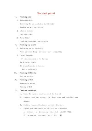 八年级英语上册 unit6The sixth period教案 人教新目标版
