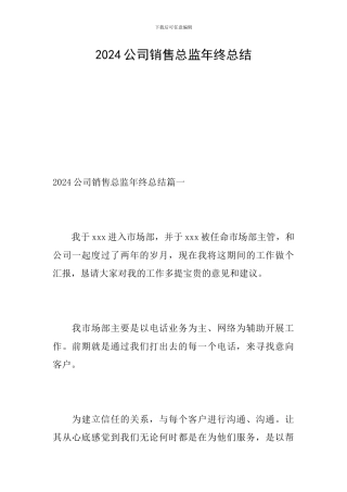 2024公司销售总监年终总结