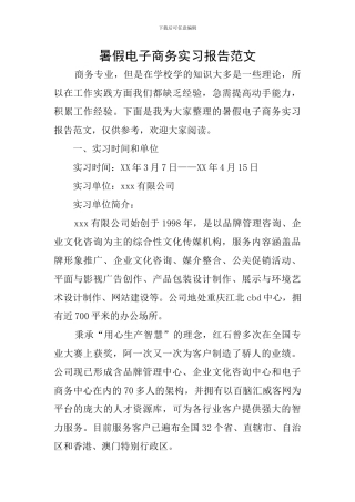 暑假电子商务实习报告范文