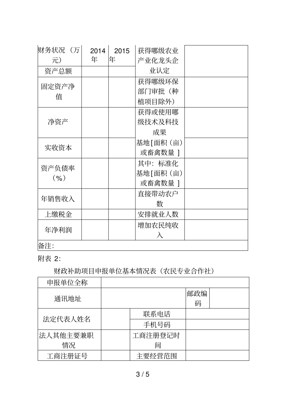 2017年农业综合开发产业化经营财政补助项目申报表_第3页