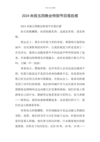 2024央视五四晚会特别节目观后感
