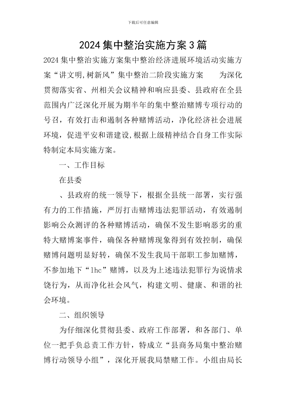 2024集中整治实施方案3篇_第1页
