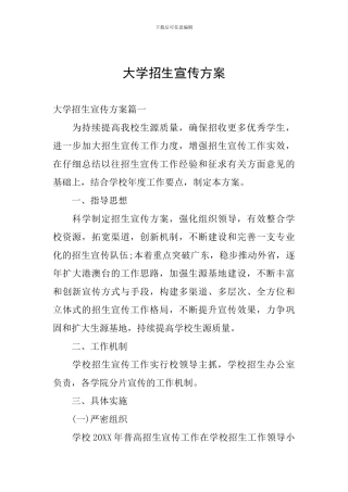 大学招生宣传方案