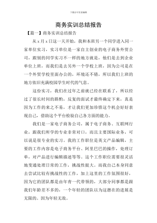 商务实训总结报告
