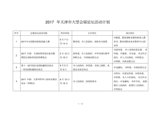 2017年大型会展论坛活动计划