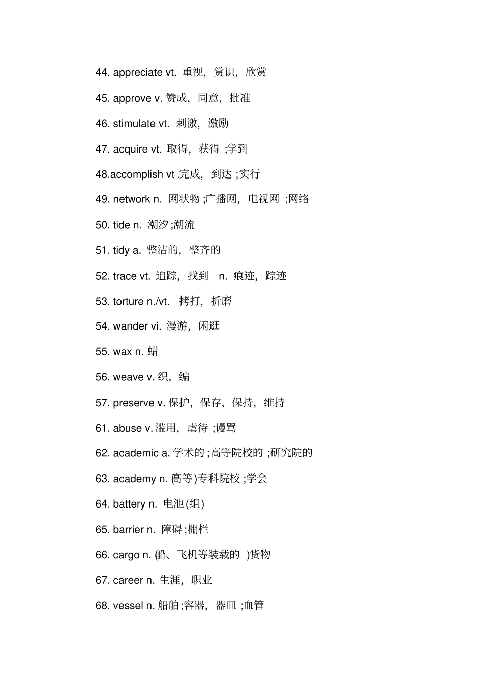 2017年大学英语四级考试历年真题584个高频考词_第3页