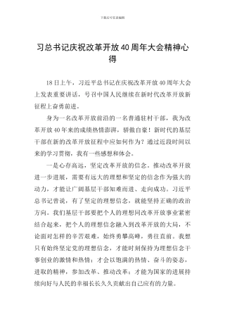 习总书记庆祝改革开放40周年大会精神心得