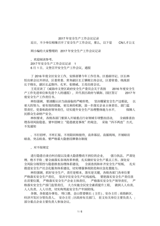 2017年安全生产工作会议记录