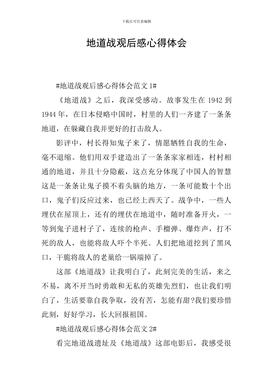 地道战观后感心得体会_第1页