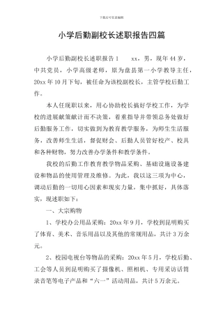 小学后勤副校长述职报告四篇