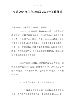 乡镇2024年工作总结及2024年工作展望