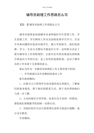 辅导员助理工作思路怎么写