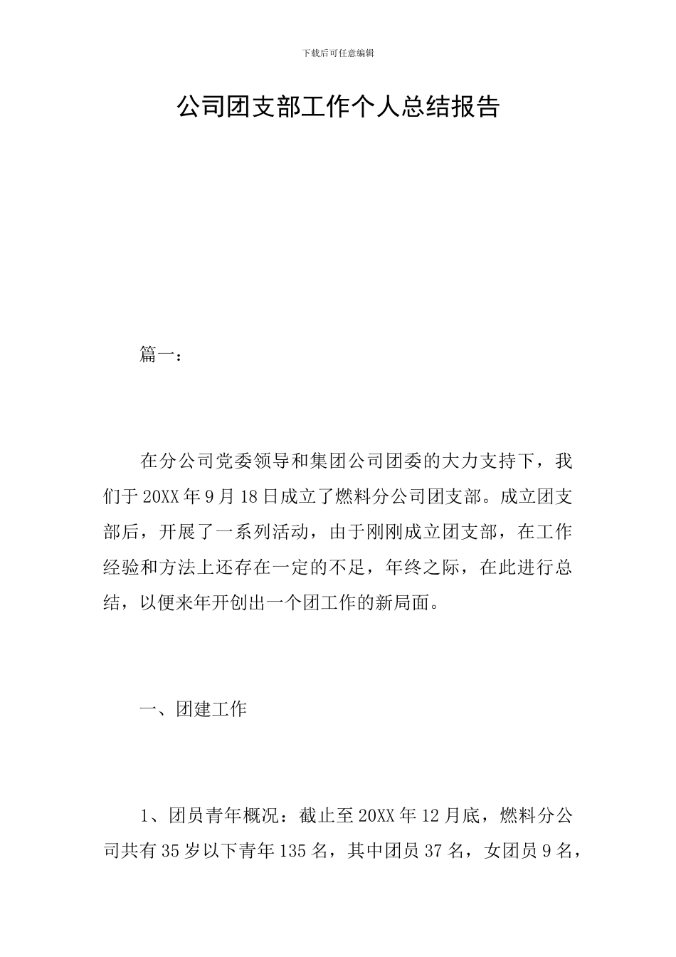 公司团支部工作个人总结报告_第1页