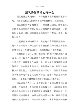 团队协作精神心得体会