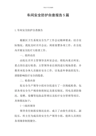 车间安全防护自查报告5篇