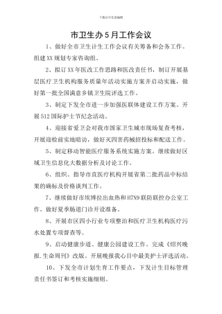 市卫生办5月工作会议