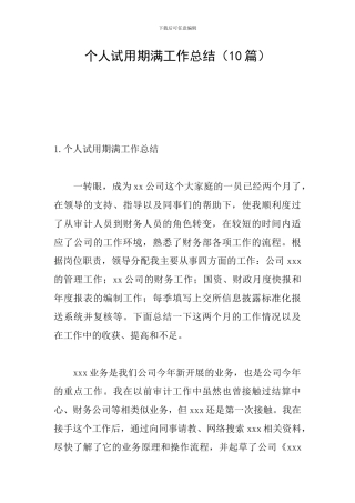 个人试用期满工作总结