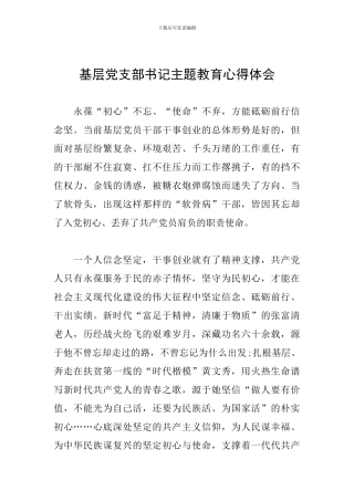 基层党支部书记主题教育心得体会