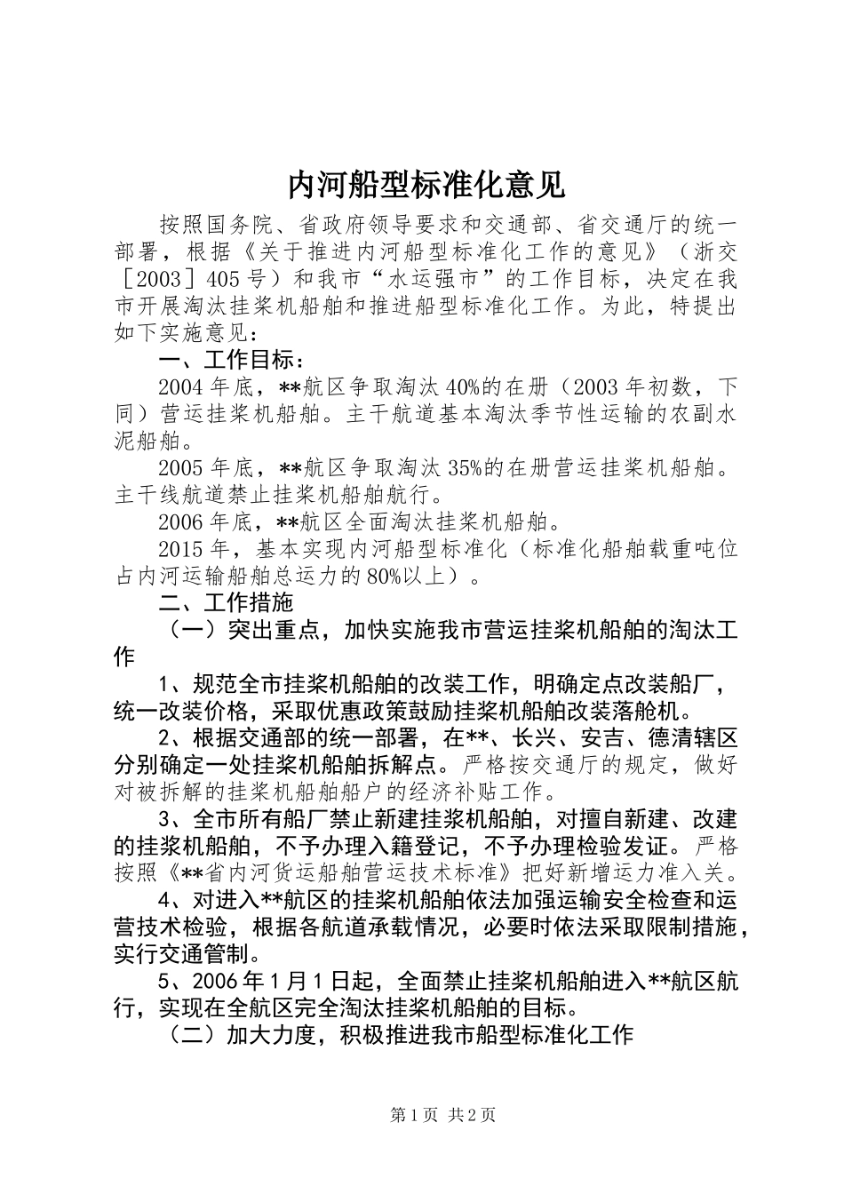 内河船型标准化意见_第1页