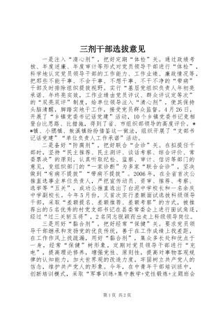 三剂干部选拔意见