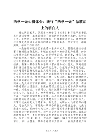 两学一做心得体会：践行“两学一做”做政治上的明白人 (2)