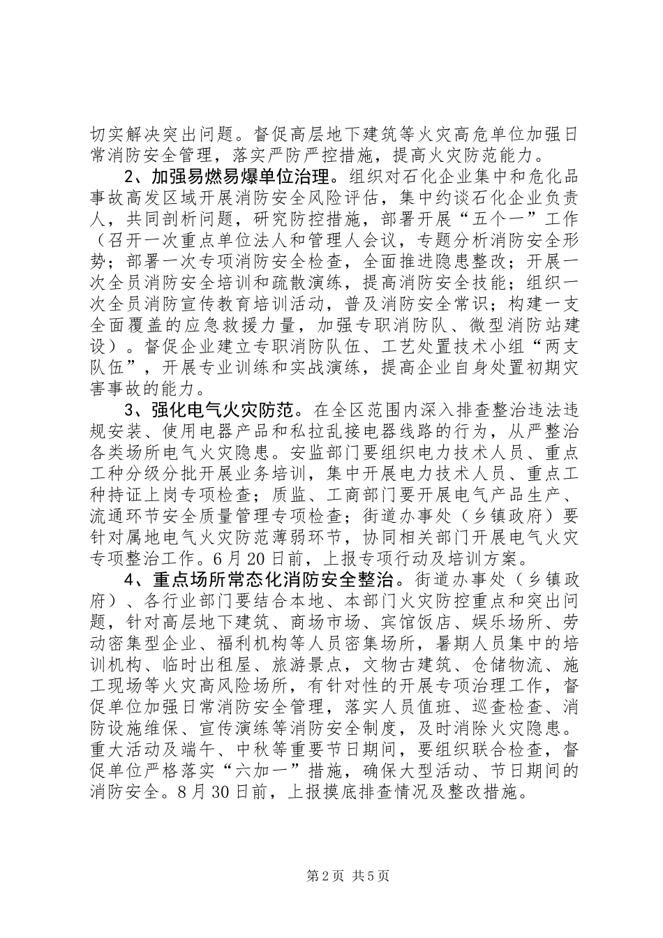 全区XX年夏季消防检查工作方案_第2页