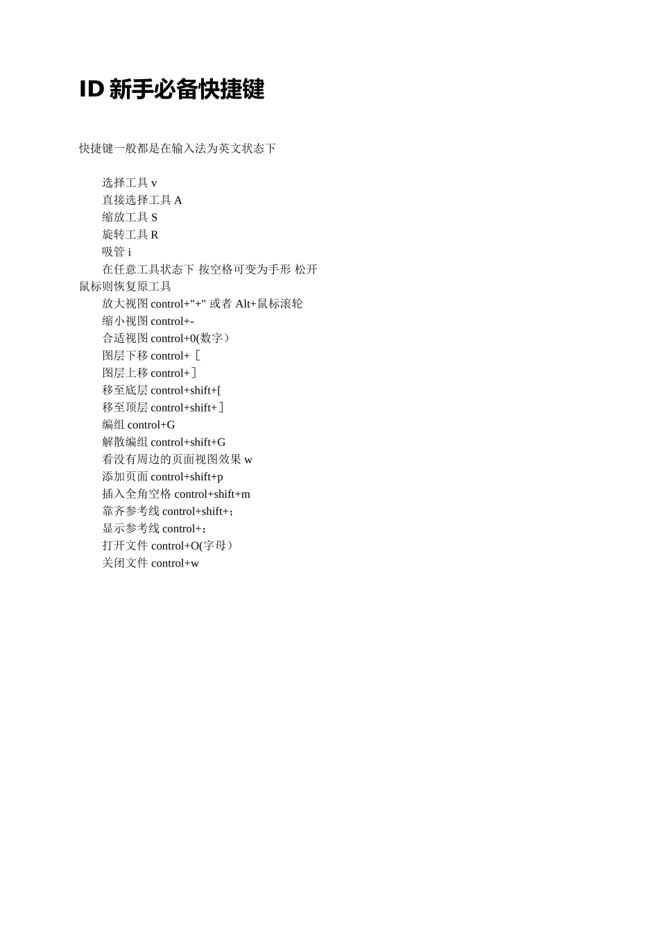 ID新手必备快捷键_第1页