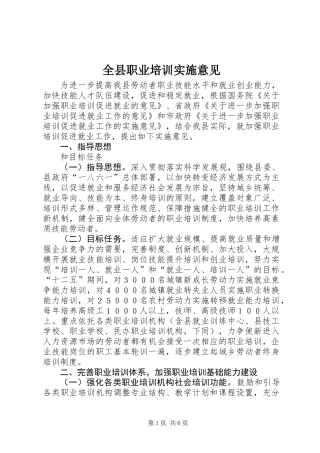 全县职业培训实施意见