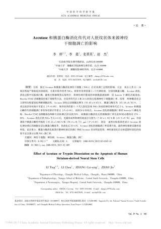 Accutase和胰蛋白酶消化传代对人胚纹状体来源神经干细胞凋亡的影响