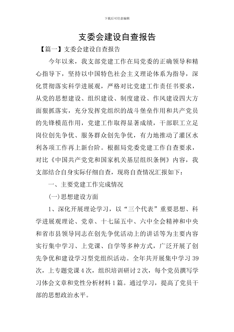 支委会建设自查报告_第1页