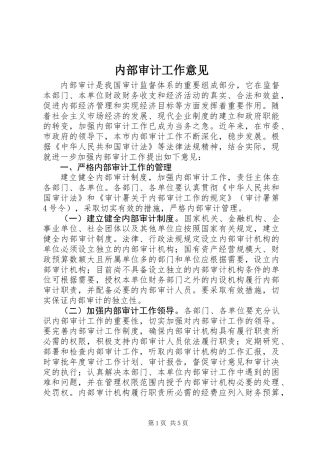 内部审计工作意见