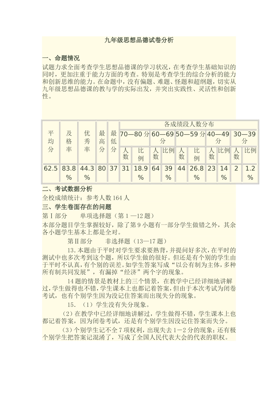 思想品德试卷分析_第1页