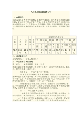 思想品德试卷分析