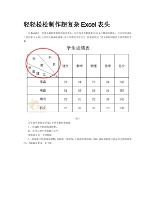 轻轻松松制作超复杂Excel表头