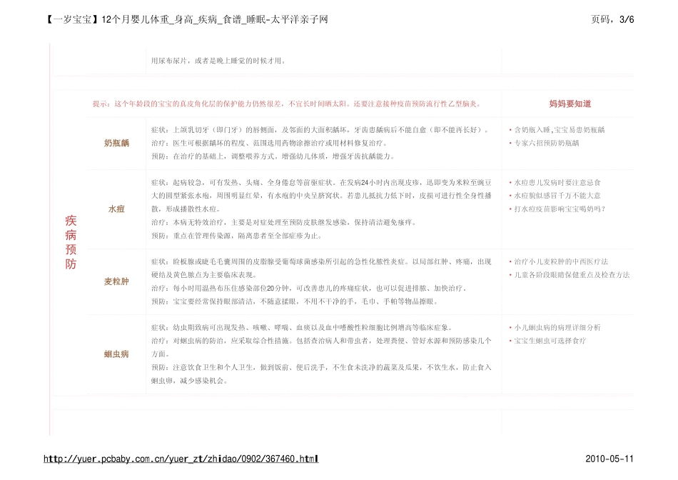 宝宝发育指导【12个月宝宝】婴儿体重_身高_疾病_食谱_睡眠_第3页