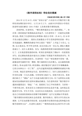 《数学课程标准》带给我的震撼李丽反思