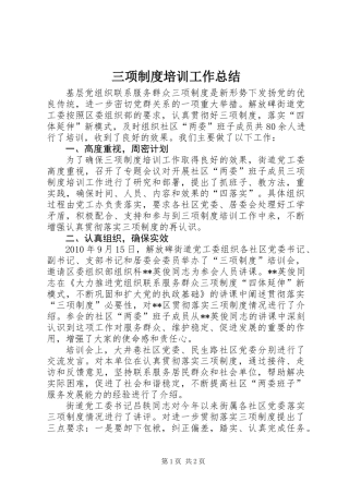 三项制度培训工作总结