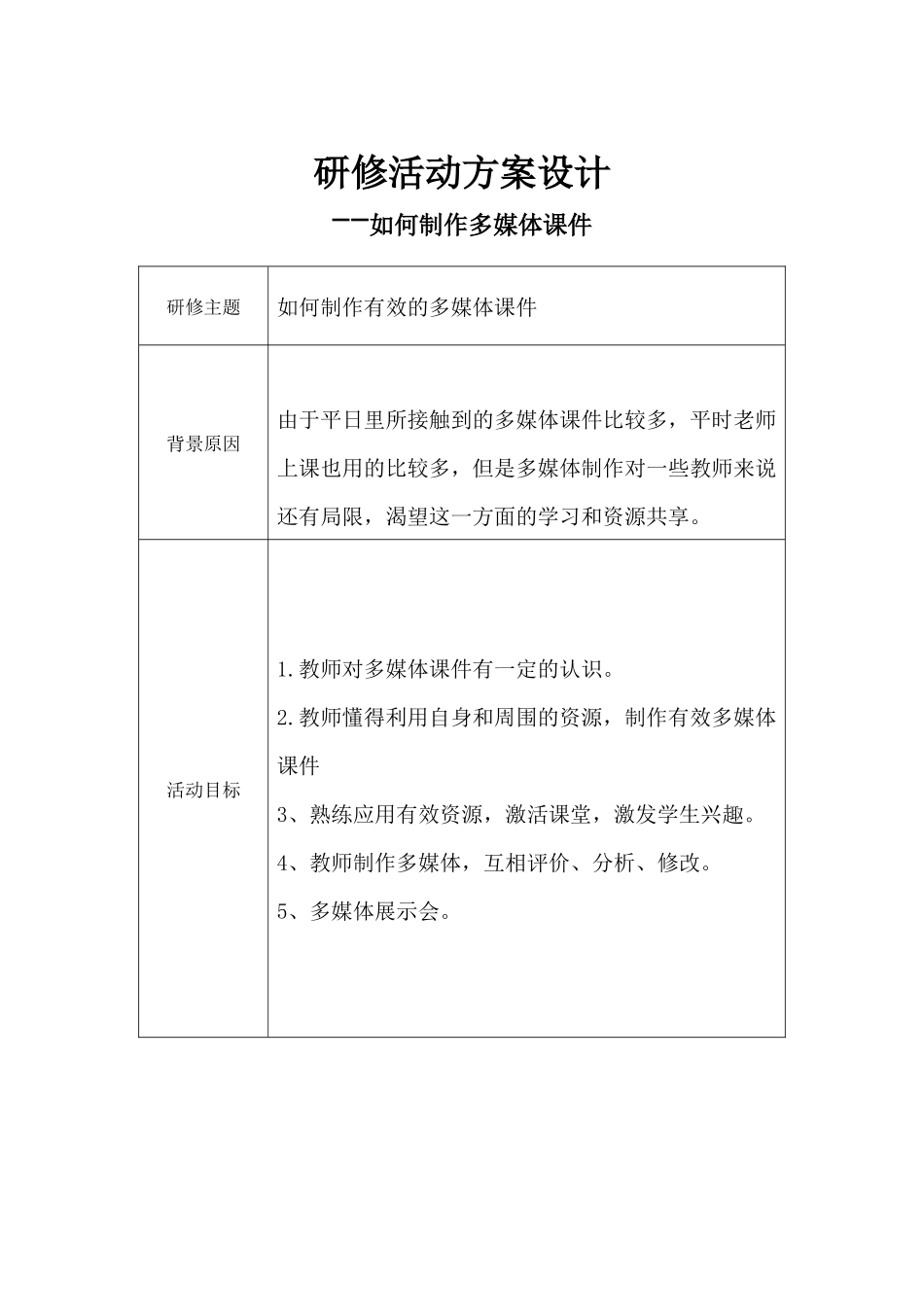 制作多媒体课件设计方案_第1页