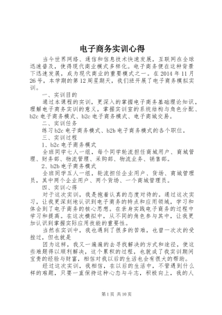 电子商务实训心得