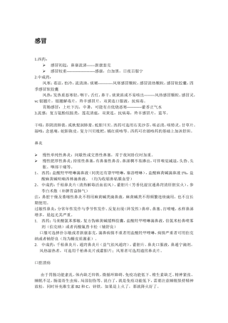 常见病的自我药疗 总结版(简明扼要实用)