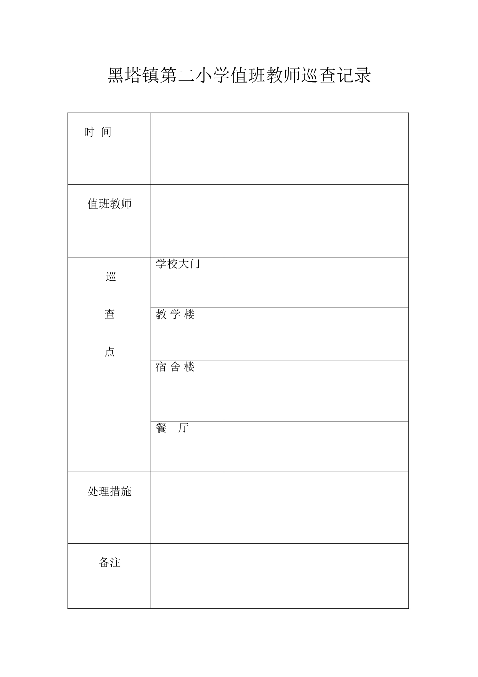 黑塔镇第二小学教师巡查记录_第1页