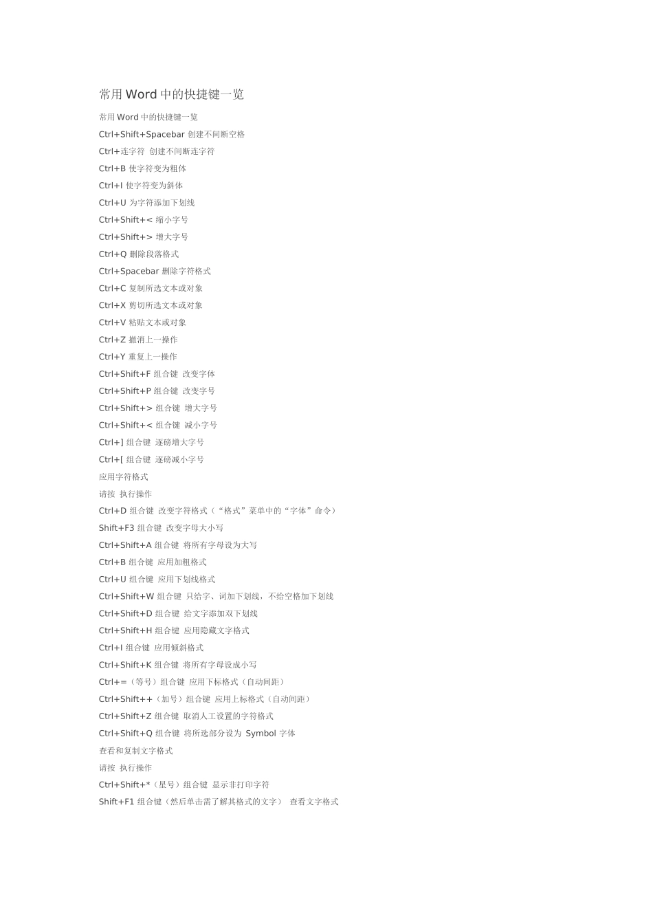 Word、Excel快捷键_第1页